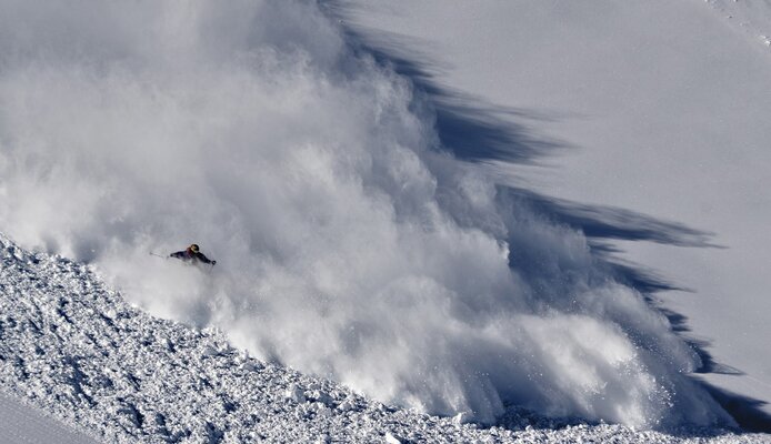 skier in avalanche