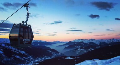 a sunset in meribel ski resort