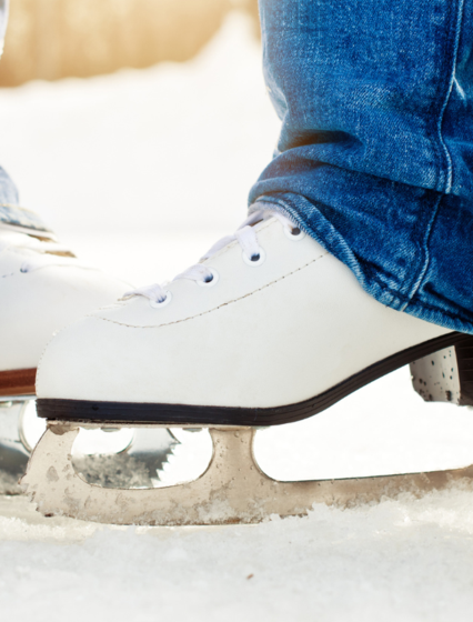 Ice skates on outdoor ice rink