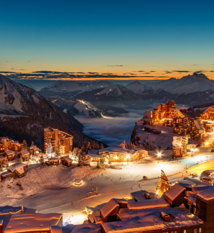 Avoriaz ski resort by night