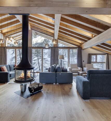 Open plan living area in No 7 CLUB Bellevarde chalet in Val d'Isere