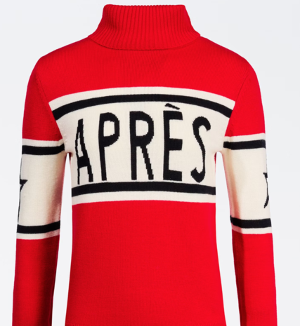 Red polo neck jumper with APRES by Perfect Moment