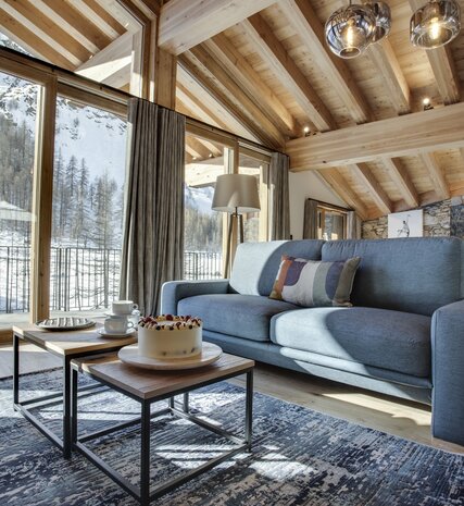 Contemporary living area in Bellevarde VIP SKI chalet in Val d'Isere